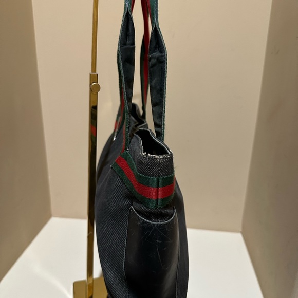 Gucci Web Sherry Line Denim and Leather Tote - Picture 5 of 10